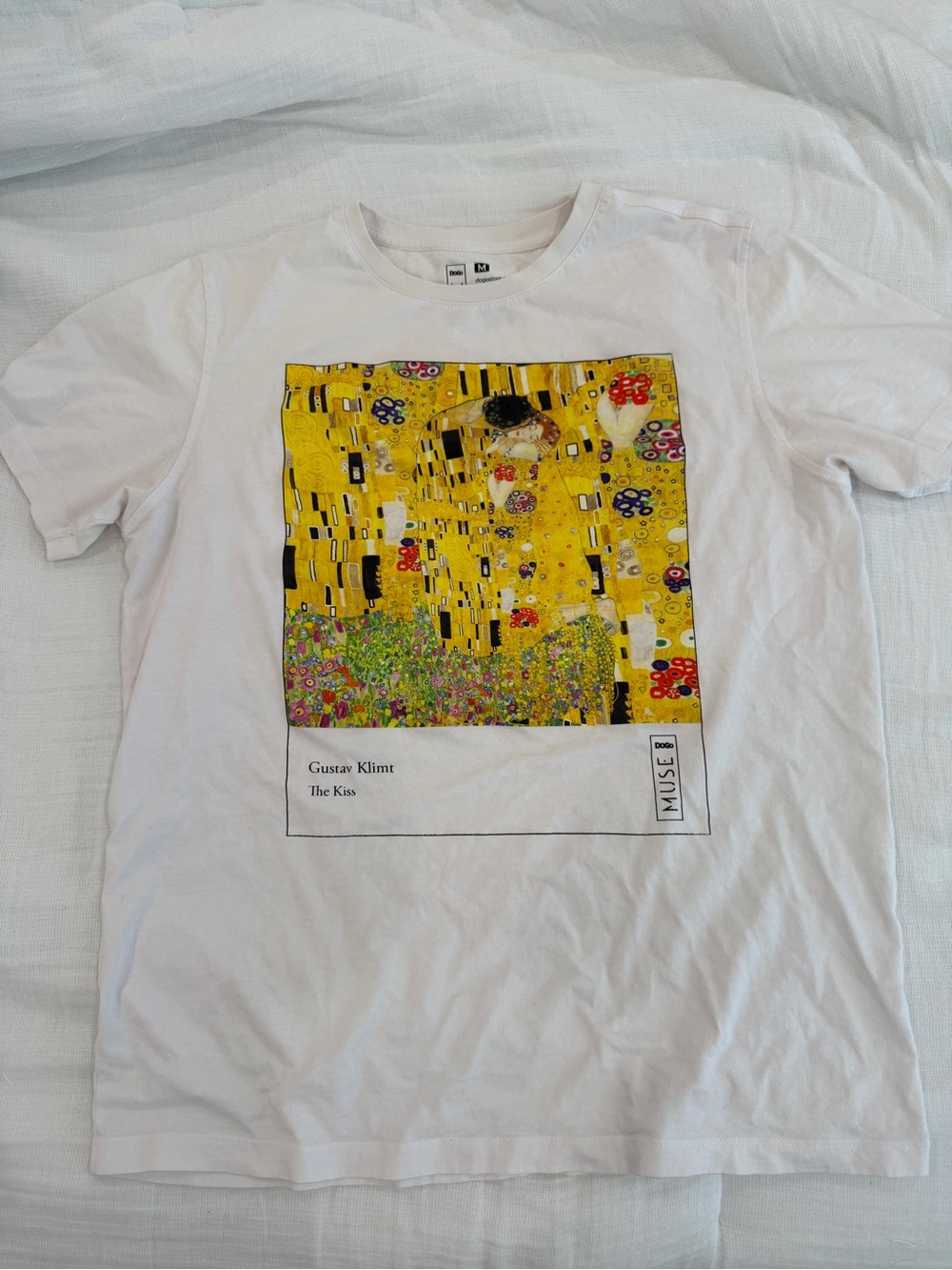 Muse White Tee with Vibrant Yellow Art Panel - Bought in Turkey